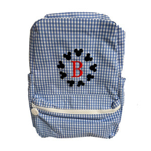 Blue Gingham Embroidered Backpack Blue Gingham Embroidered Backpack