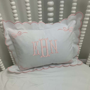 Pink Nursery Pillow with Monogram and Bows Pink Nursery Pillow with Monogram and Bows