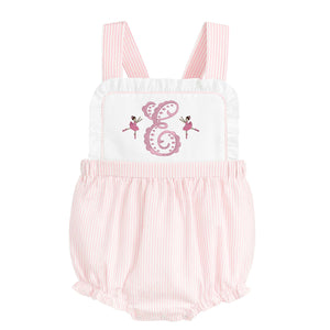 Pink and white baby romper with custom ballet design Pink and white baby romper with custom ballet design