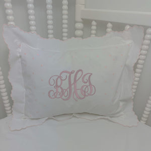 Pink Polka Dot Nursery Pillow with Monogram Pink Polka Dot Nursery Pillow with Monogram
