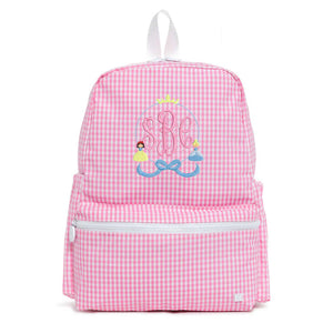 Pink Gingham Embroidered Backpack Pink Gingham Embroidered Backpack