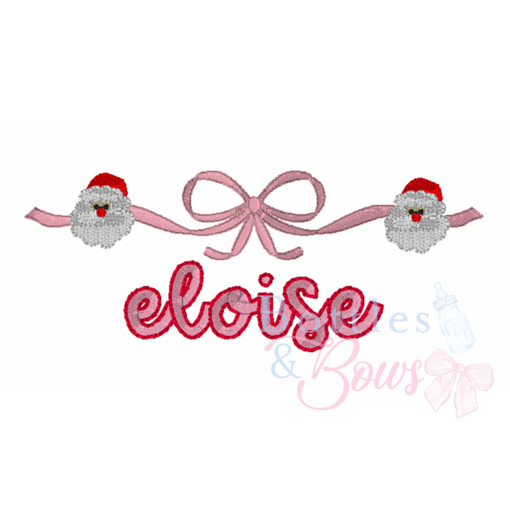 Santa Bow & Name Embroidery Design