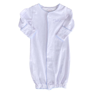 Embroidered Name Gown - Blue Trim Embroidered Name Gown - Blue Trim