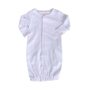 Embroidered Name Gown - Pink Trim Embroidered Name Gown - Pink Trim