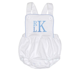 Block Font Initial Gingham Sunsuit Block Font Initial Gingham Sunsuit