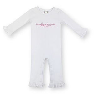 Mini Bows with Name Embroidered Romper Mini Bows with Name Embroidered Romper