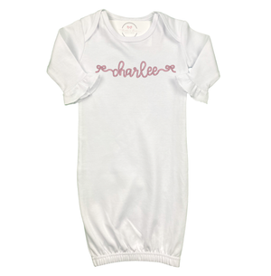 Embroidered Bows with Name Gown Embroidered Bows with Name Gown