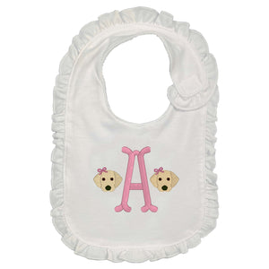 Puppies with Initial Bib-Pink Puppies with Initial Bib-Pink