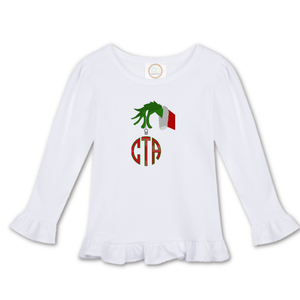 Grinch Hand Embroidered Shirt Grinch Hand Embroidered Shirt