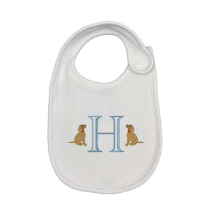 Initial with Dogs Embroidered Bib Initial with Dogs Embroidered Bib