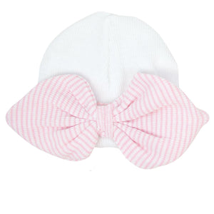 Bow Beanie - Pink Stripe Bow Beanie - Pink Stripe