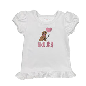 Embroidered Puppy with Heart Balloon Embroidered Puppy with Heart Balloon