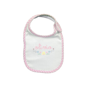 Embroidered Flowers and Name Bib Embroidered Flowers and Name Bib