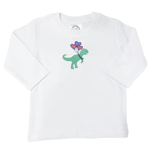 Embroidered Dinosaur with Hearts Shirt Embroidered Dinosaur with Hearts Shirt