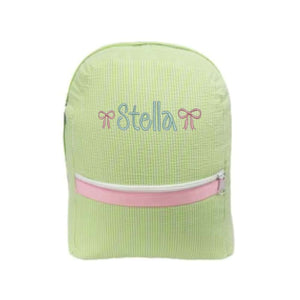 Green/Pink Seersucker Backpack Green/Pink Seersucker Backpack