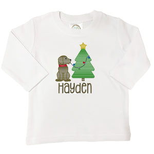 Boys Christmas Tree Embroidered Shirt Boys Christmas Tree Embroidered Shirt