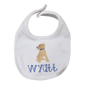 Embroidered Puppy With Name Bib Embroidered Puppy With Name Bib