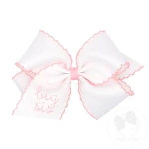 Small King Big Sister Bow with Moonstitch Trim Small King Big Sister Bow with Moonstitch Trim