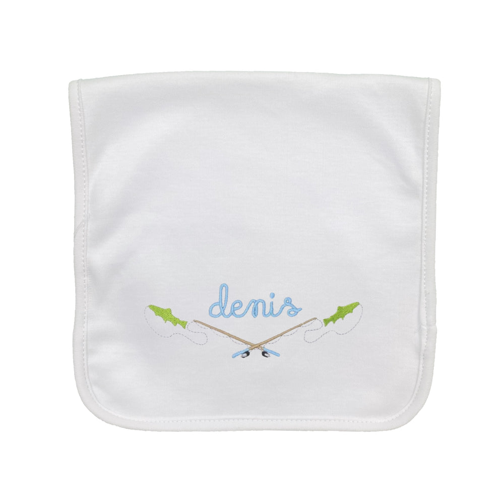 Embroidered Fishing Frame Burp Cloth