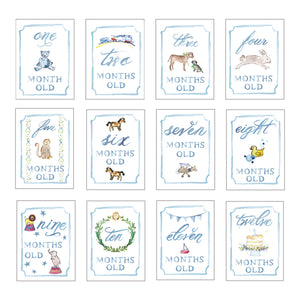 Watercolor Milestone Cards - Blue Watercolor Milestone Cards - Blue