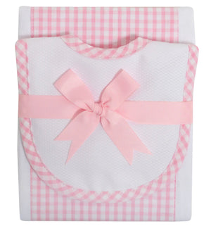 Pink Gingham Bib/Burp Cloth Set Pink Gingham Bib/Burp Cloth Set