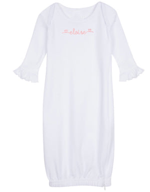 Embroidered Name Gown with Hearts Embroidered Name Gown with Hearts
