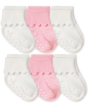 Jefferies Socks Non-Skid Scalloped Turn Cuff Socks 6 Pair Pack Jefferies Socks Non-Skid Scalloped Turn Cuff Socks 6 Pair Pack