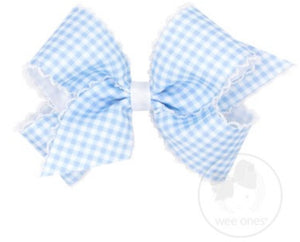 King Gingham Moonstitch Bow - Blue King Gingham Moonstitch Bow - Blue