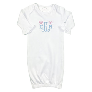 Initials with Mini Bows Embroidered Gown Initials with Mini Bows Embroidered Gown