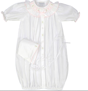 Ribbon Ruffle Smocked Take Me Home Gown with Hat Ribbon Ruffle Smocked Take Me Home Gown with Hat