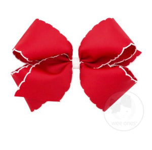Wee Ones King Moonstitch Bow - Red with White Wee Ones King Moonstitch Bow - Red with White