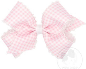 King Gingham Moonstitch Bow - Pink King Gingham Moonstitch Bow - Pink