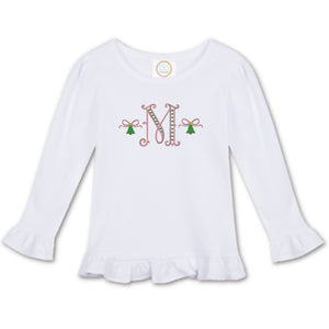 Embroidered Mini Christmas Tree & Initial Shirt Embroidered Mini Christmas Tree & Initial Shirt