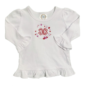 Embroidered Initials with Hearts Shirt Embroidered Initials with Hearts Shirt