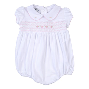 Taylor & Tyler Smocked Bubble - White/Pink Taylor & Tyler Smocked Bubble - White/Pink