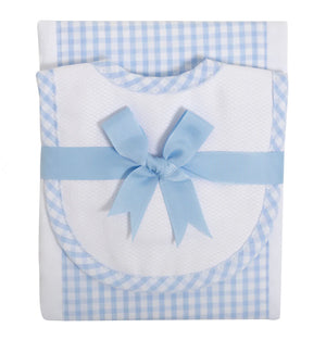 Blue Gingham Bib/Burp Cloth Set Blue Gingham Bib/Burp Cloth Set