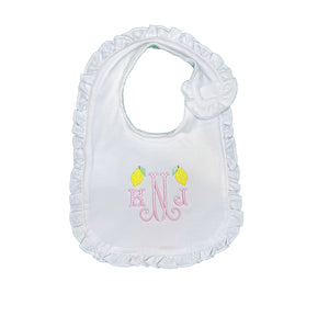 Embroidered Initials with Mini Lemon Bib Embroidered Initials with Mini Lemon Bib