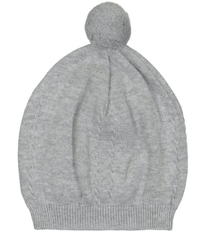 Pom Pom Cable Knit Hat - Grey Pom Pom Cable Knit Hat - Grey