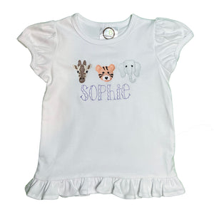 Embroidered Zoo Animals Shirt Embroidered Zoo Animals Shirt