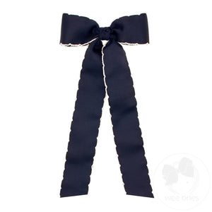 Medium Streamer Style Bow - Navy Moonstitch Medium Streamer Style Bow - Navy Moonstitch