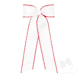 Medium Streamer Style Bow - White/Red Medium Streamer Style Bow - White/Red