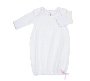 Knit Lap Shoulder Gown - Pink Trim Knit Lap Shoulder Gown - Pink Trim