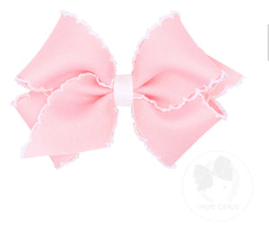Medium Moonstitch Bow - Light Pink/White Medium Moonstitch Bow - Light Pink/White