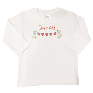 Embroidered Puppies with Hearts Shirt Embroidered Puppies with Hearts Shirt