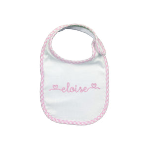 Embroidered Name with Hearts Bib Embroidered Name with Hearts Bib