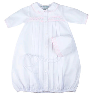 Girls Dot Embroidered Take Me Home Gown with Hat Girls Dot Embroidered Take Me Home Gown with Hat