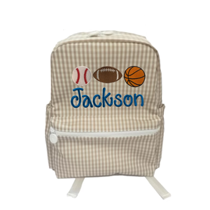 Khaki Gingham Backpack Khaki Gingham Backpack