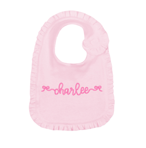 Bows with Name Bib - Pink Bows with Name Bib - Pink