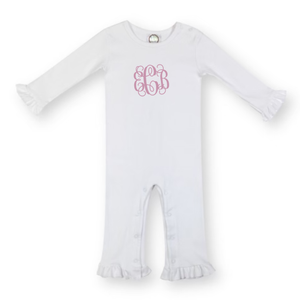 Script Initials Embroidered Romper Script Initials Embroidered Romper