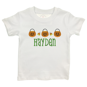 Pumpkin & Candy Corn Embroidered Shirt Pumpkin & Candy Corn Embroidered Shirt